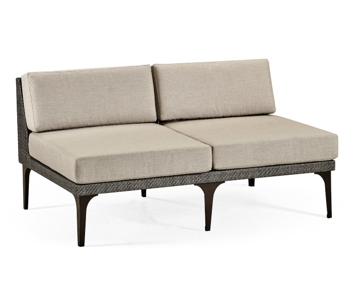 Dark Grey Rattan Two-Seat Centre Sofa Sectional 55