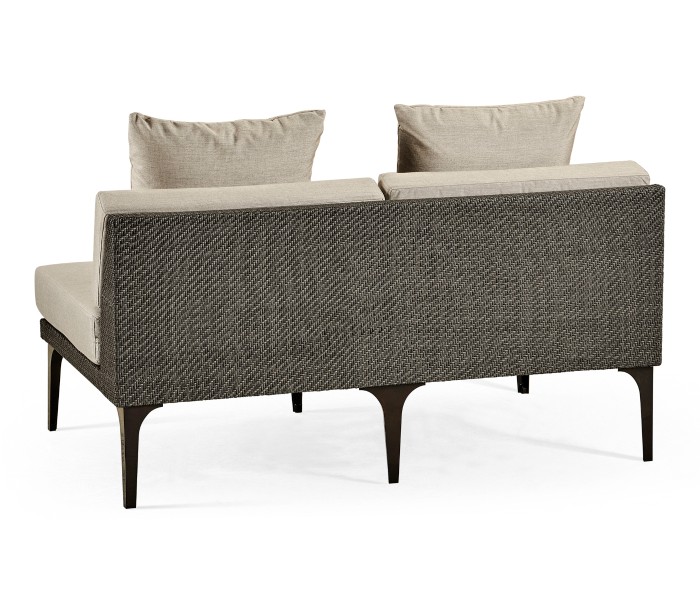 Dark Grey Rattan Two-Seat Centre Sofa Sectional 55