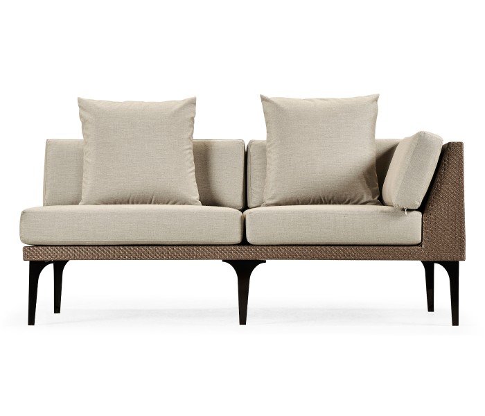 Tan Rattan Left Two-Seat Sofa Sectional 67
