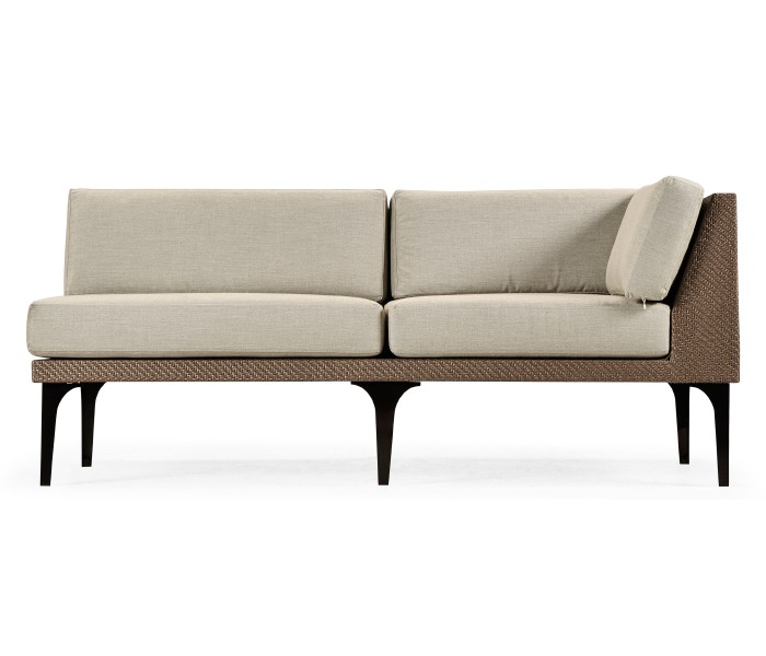 Tan Rattan Left Two-Seat Sofa Sectional 67