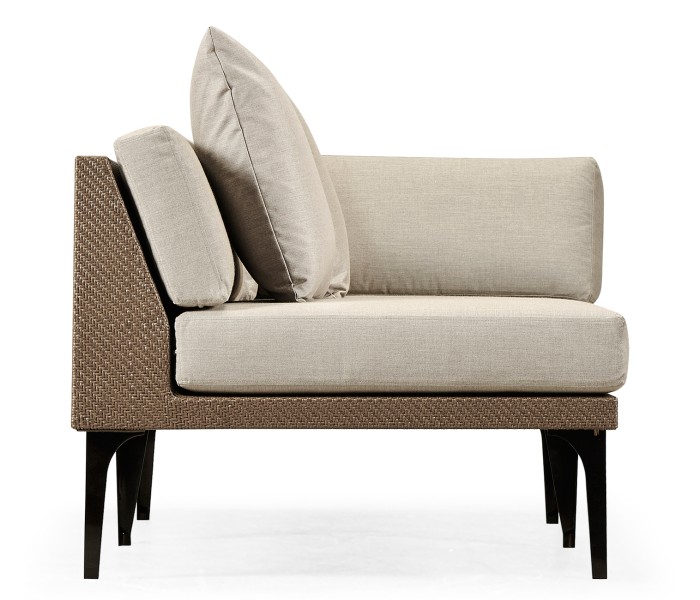 Tan Rattan Left Two-Seat Sofa Sectional 67