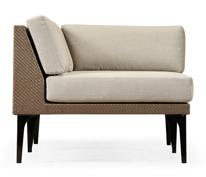 Tan Rattan Left Two-Seat Sofa Sectional 67