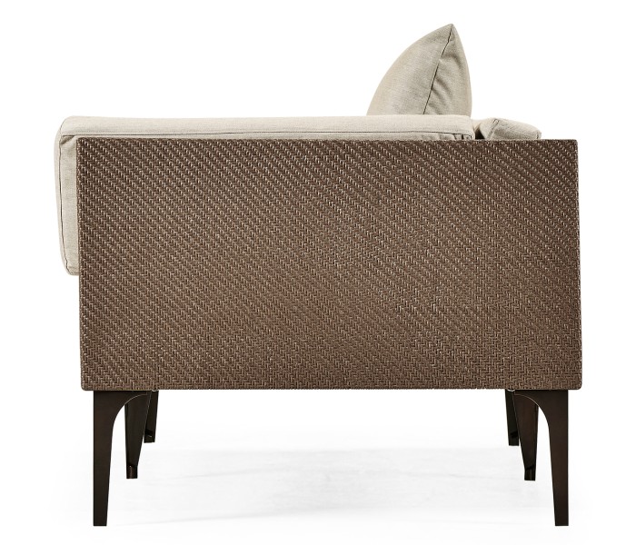 Tan Rattan Left Two-Seat Sofa Sectional 67