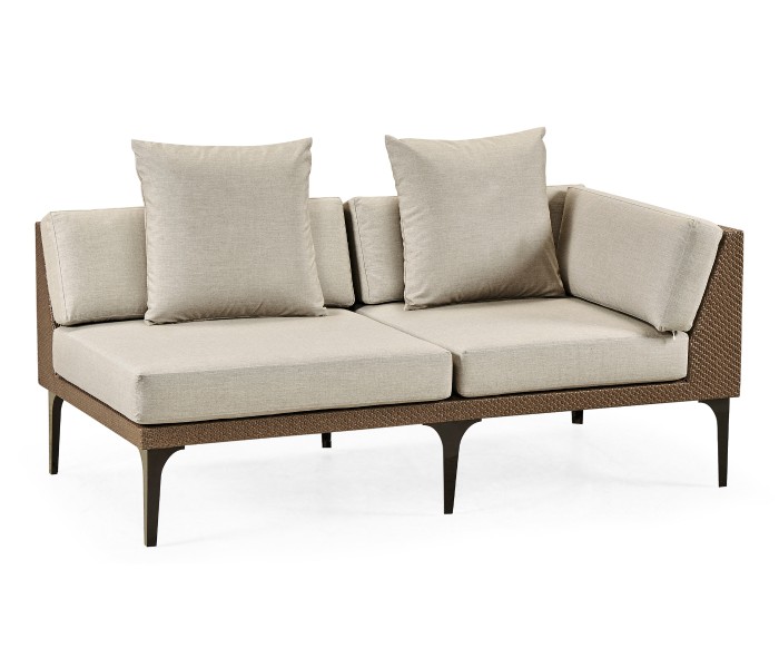 Tan Rattan Left Two-Seat Sofa Sectional 67