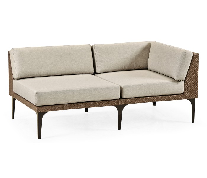 Tan Rattan Left Two-Seat Sofa Sectional 67