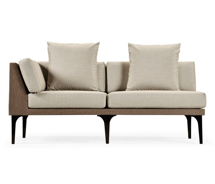 Tan Rattan Right Two-Seat Sofa Sectional 67