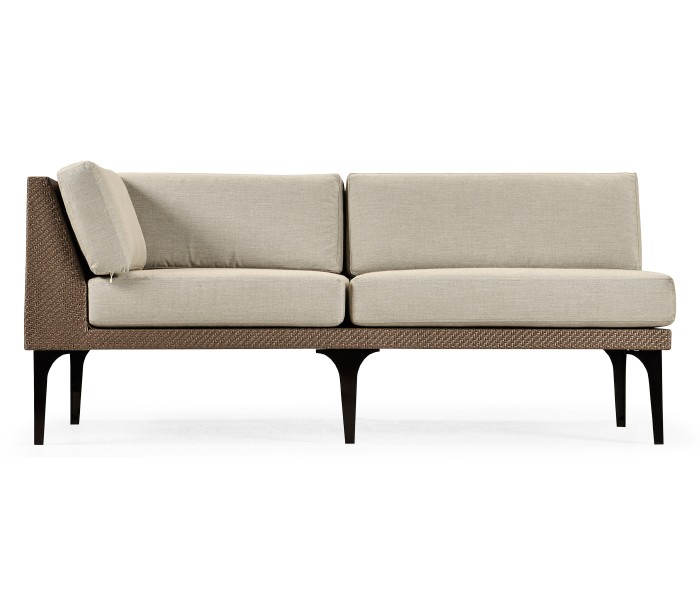 Tan Rattan Right Two-Seat Sofa Sectional 67