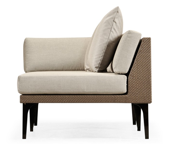 Tan Rattan Right Two-Seat Sofa Sectional 67