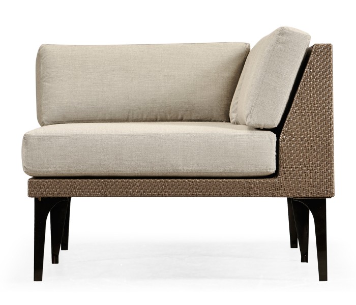 Tan Rattan Right Two-Seat Sofa Sectional 67