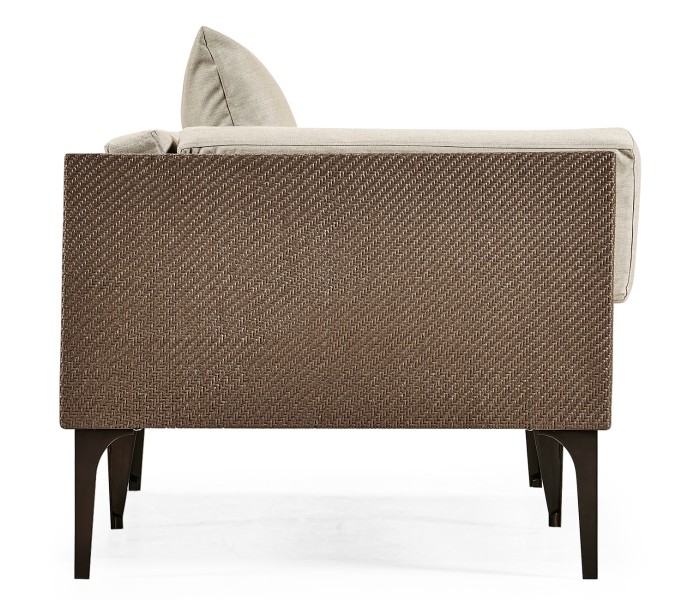 Tan Rattan Right Two-Seat Sofa Sectional 67