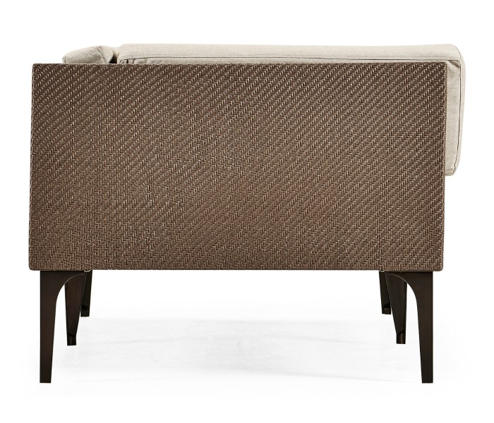 Tan Rattan Right Two-Seat Sofa Sectional 67