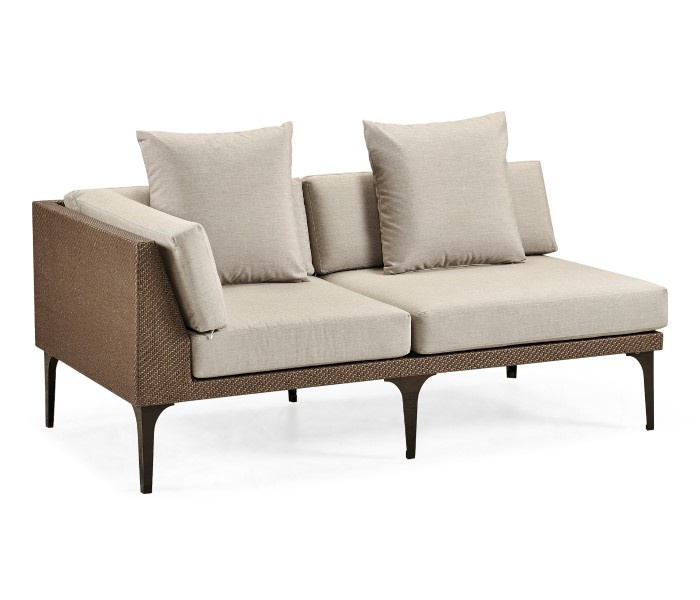 Tan Rattan Right Two-Seat Sofa Sectional 67