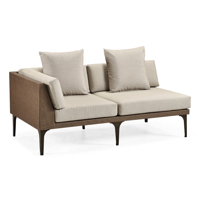 Tan Rattan Right Two-Seat Sofa Sectional 67