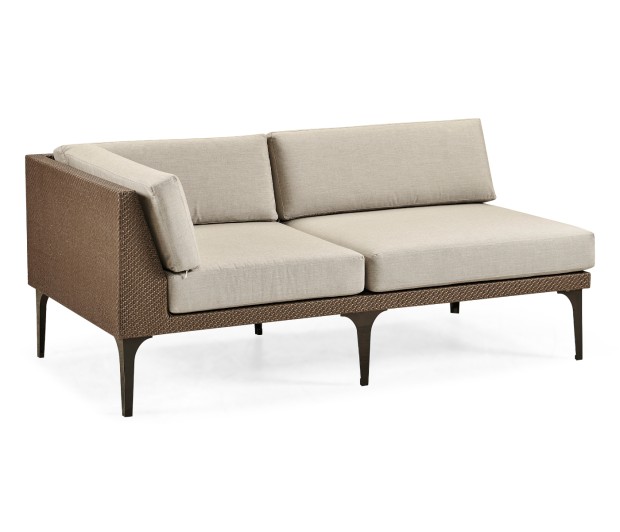 Tan Rattan Right Two-Seat Sofa Sectional 67