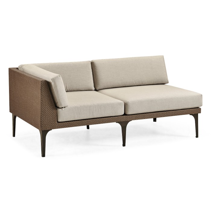 Tan Rattan Right Two-Seat Sofa Sectional 67