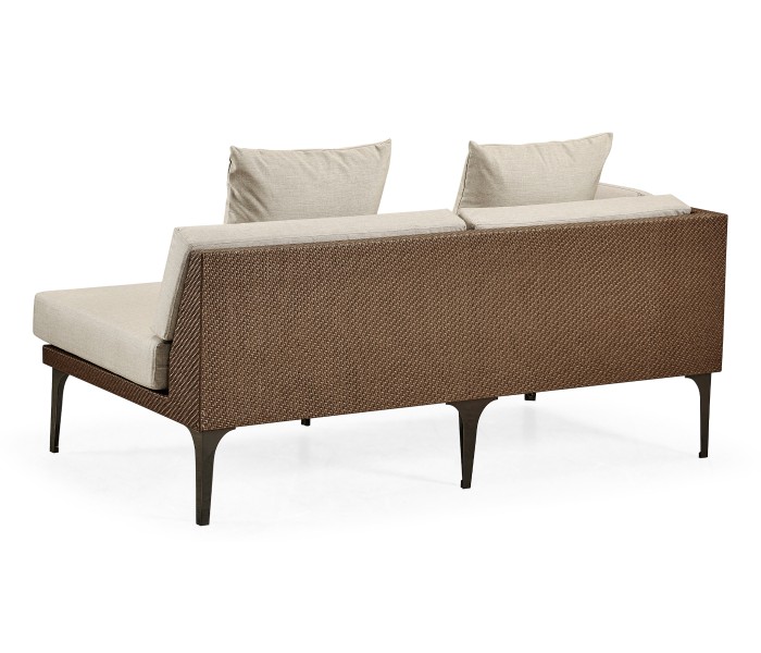 Tan Rattan Right Two-Seat Sofa Sectional 67