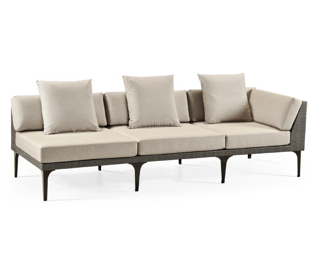 Dark Grey Rattan Left Three-Seat Sofa Sectional 98