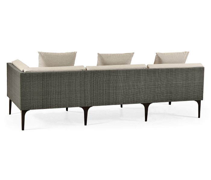 Dark Grey Rattan Left Three-Seat Sofa Sectional 98