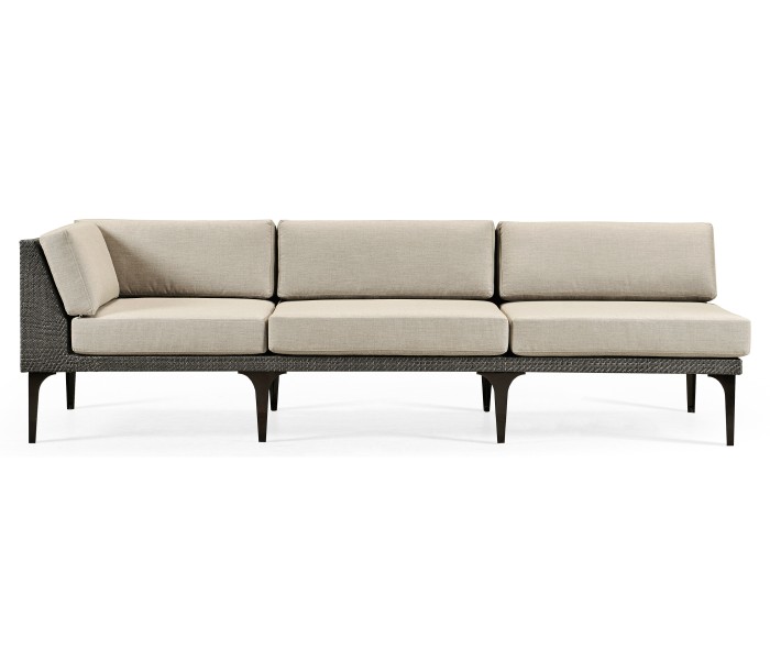 Dark Grey Rattan Right Three-Seat Sofa Sectional 98