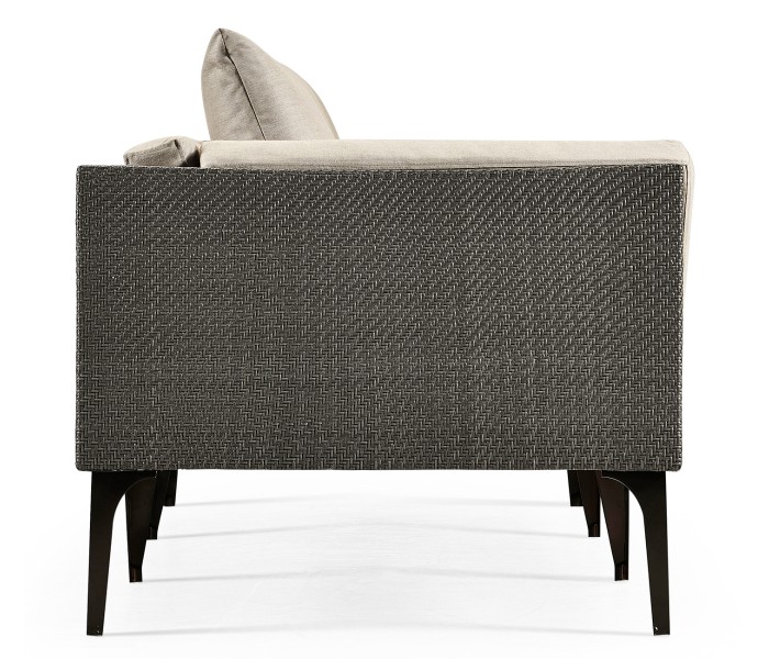 Dark Grey Rattan Right Three-Seat Sofa Sectional 98