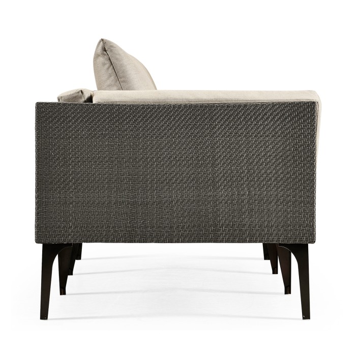 Dark Grey Rattan Right Three-Seat Sofa Sectional 98