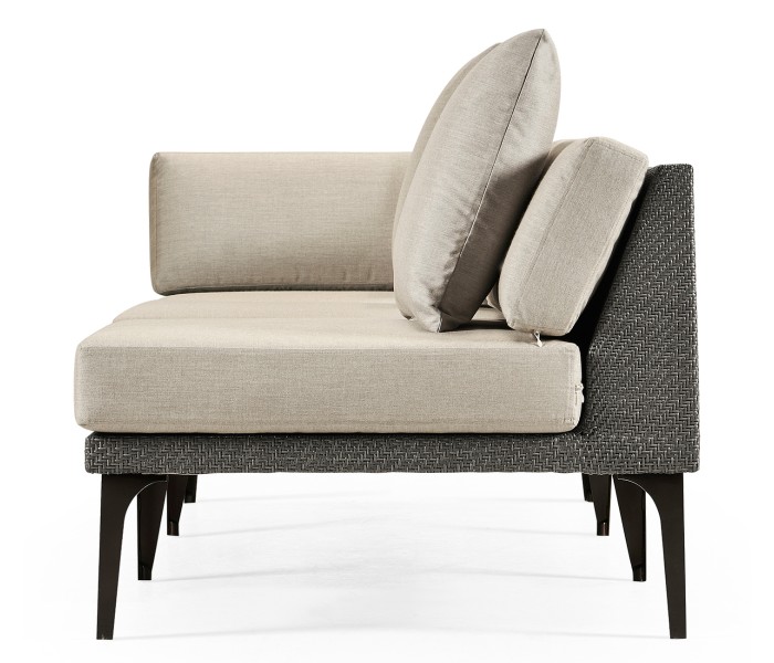 Dark Grey Rattan Right Three-Seat Sofa Sectional 98
