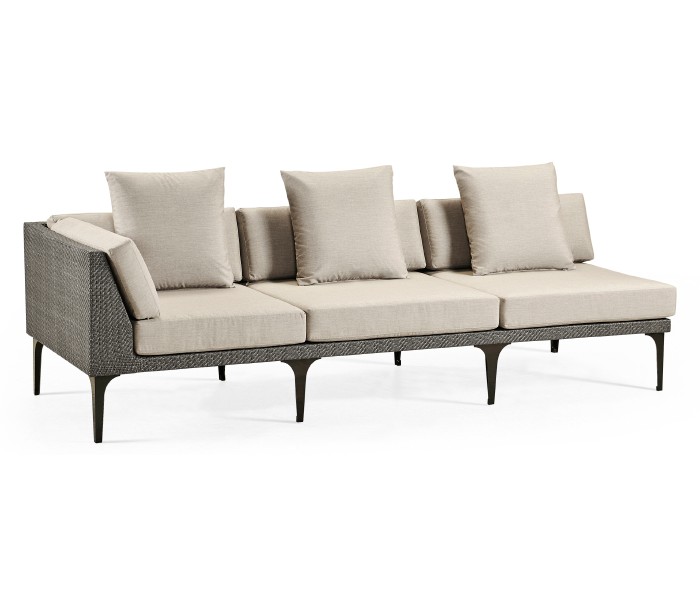 Dark Grey Rattan Right Three-Seat Sofa Sectional 98
