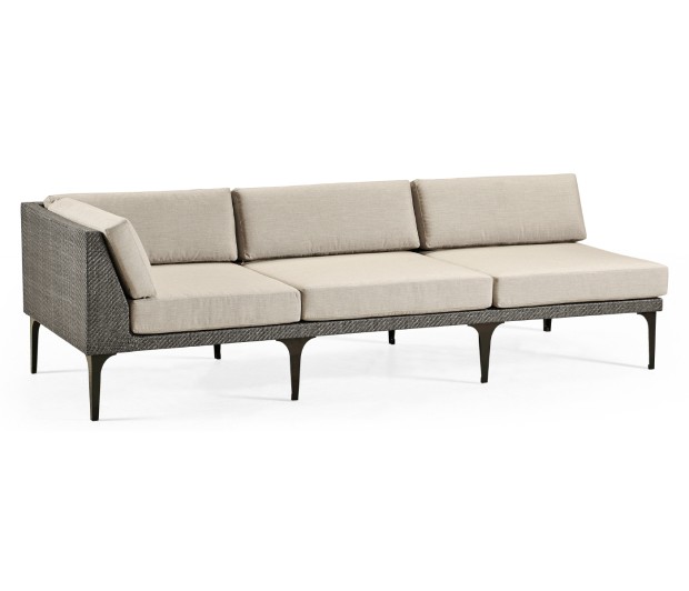 Dark Grey Rattan Right Three-Seat Sofa Sectional 98