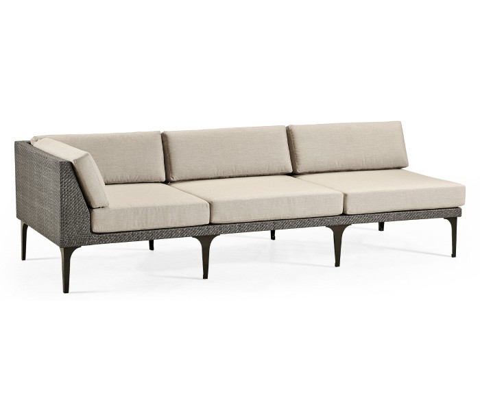 Dark Grey Rattan Right Three-Seat Sofa Sectional 98