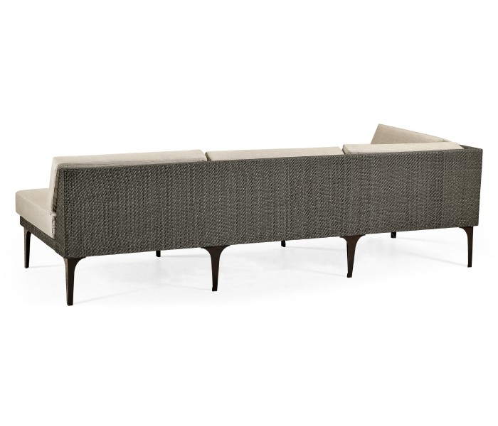 Dark Grey Rattan Right Three-Seat Sofa Sectional 98