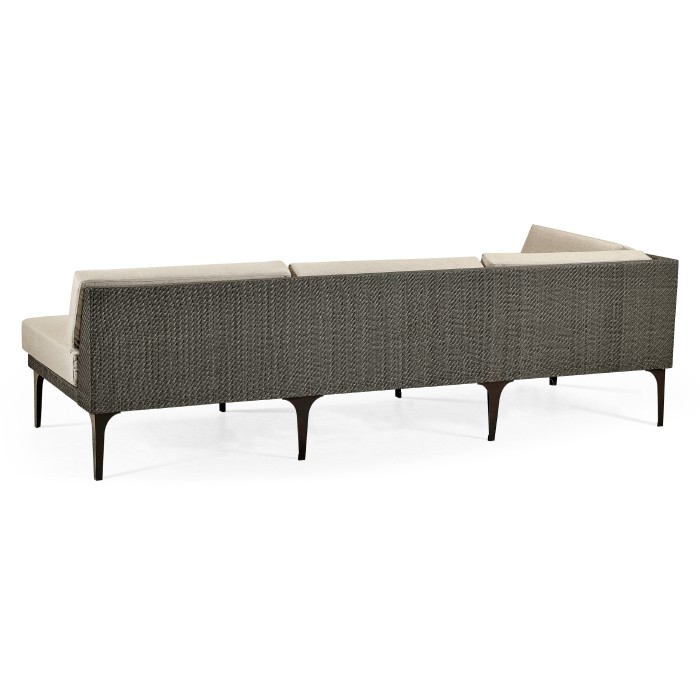 Dark Grey Rattan Right Three-Seat Sofa Sectional 98