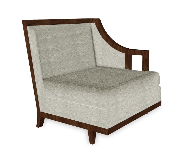 Walnut & Dark Grey Rattan Left One-Seat Sofa Sectional 29