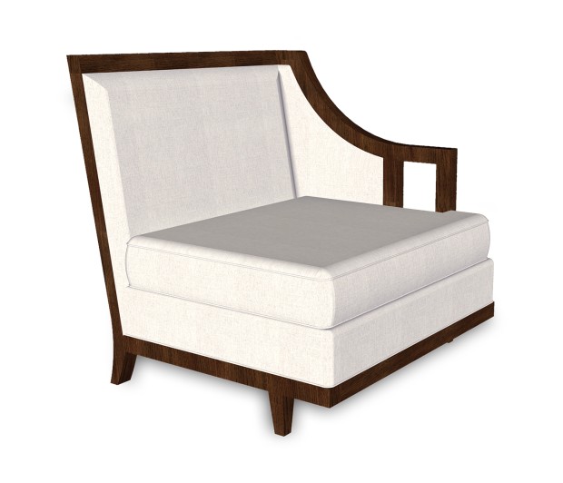 Walnut & Tan Rattan Left One-Seat Sofa Sectional 29