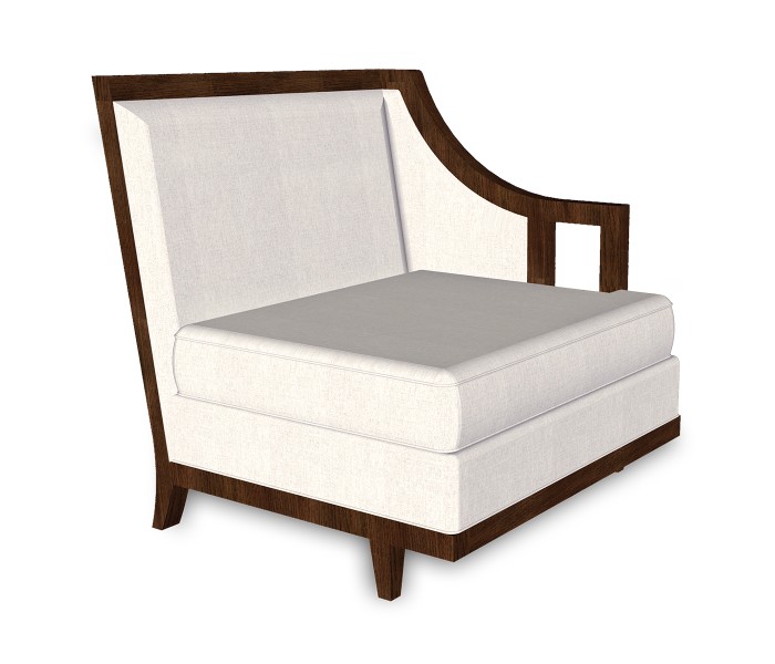 Walnut & Tan Rattan Left One-Seat Sofa Sectional 29