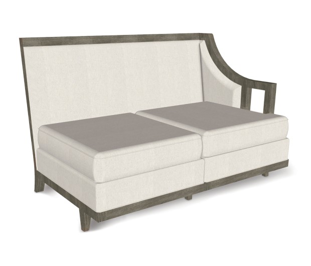 Grey & Dark Grey Rattan Left Two-Seat Sofa Sectional 57