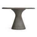 Round Dark Grey Rattan Dining Table with A Dark Marble Top 43
