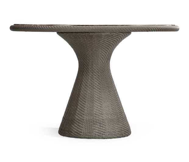 Round Dark Grey Rattan Dining Table with A Dark Marble Top 43