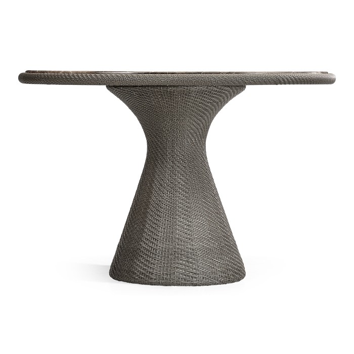 Round Dark Grey Rattan Dining Table with A Dark Marble Top 43