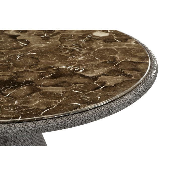 Round Dark Grey Rattan Dining Table with A Dark Marble Top 43