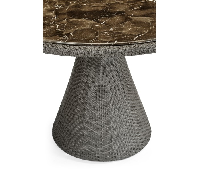 Round Dark Grey Rattan Dining Table with A Dark Marble Top 43