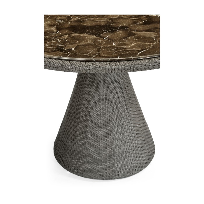 Round Dark Grey Rattan Dining Table with A Dark Marble Top 43