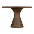 Round Tan Rattan Dining Table with A Dark Marble Top 43