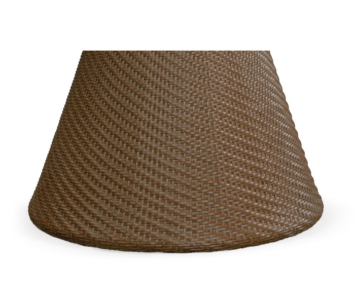 Round Tan Rattan Dining Table with A Dark Marble Top 43