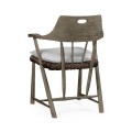 Smokers Style Grey & Rattan Dining Chair with Cushion