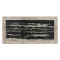 Rectangular Navajo Sand & Rattan Coffee Table with a Black Marble Top