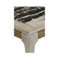 Rectangular Navajo Sand & Rattan Coffee Table with a Black Marble Top