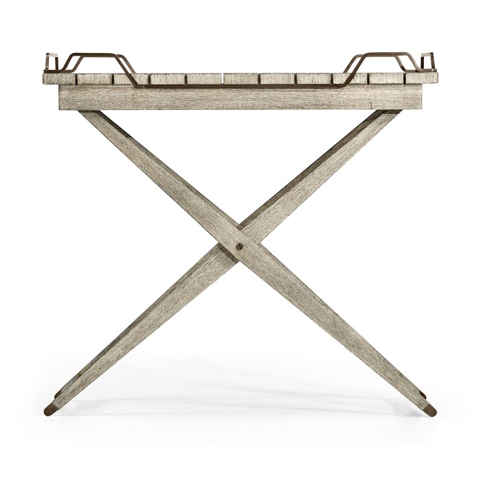 Rectangular Folding Navajo Sand & Antique Brass Tray Console Table
