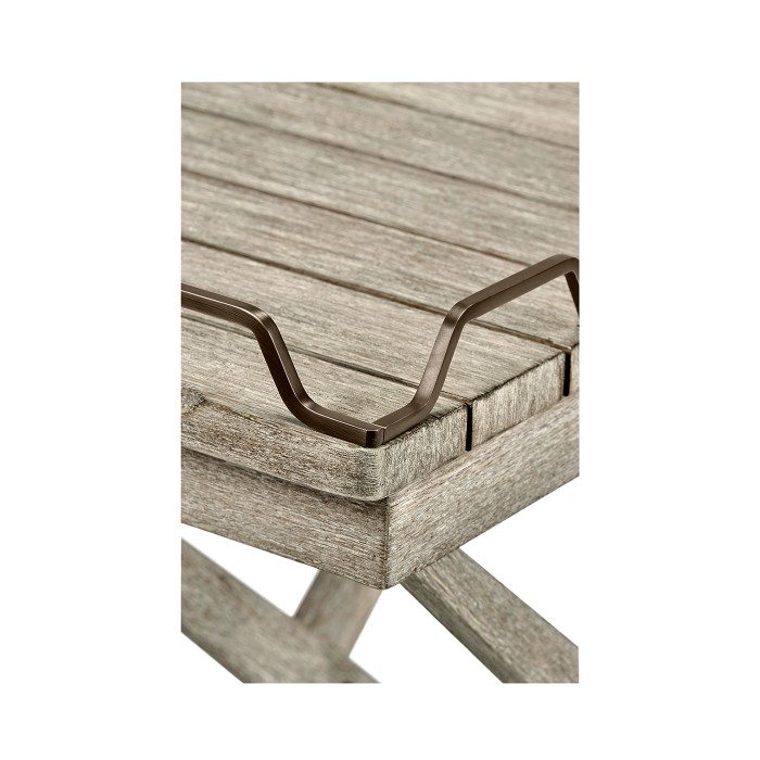 Rectangular Folding Navajo Sand & Antique Brass Tray Console Table