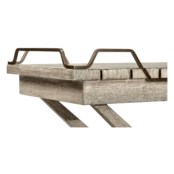 Rectangular Folding Navajo Sand & Antique Brass Tray Console Table