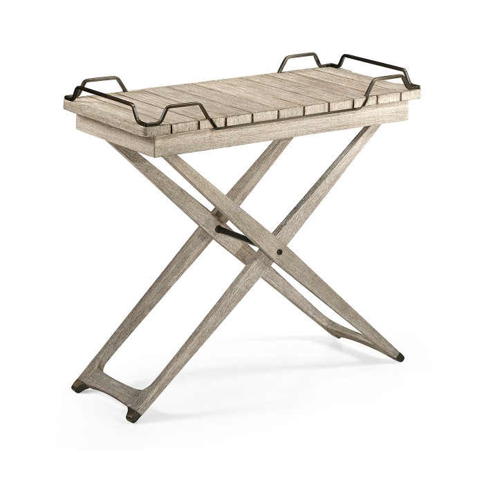 Rectangular Folding Navajo Sand & Antique Brass Tray Console Table